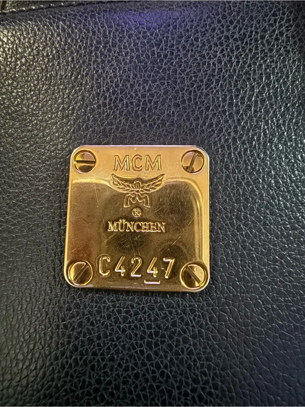 MCM Black Leather Satchel with Gold Accents 8x10x4